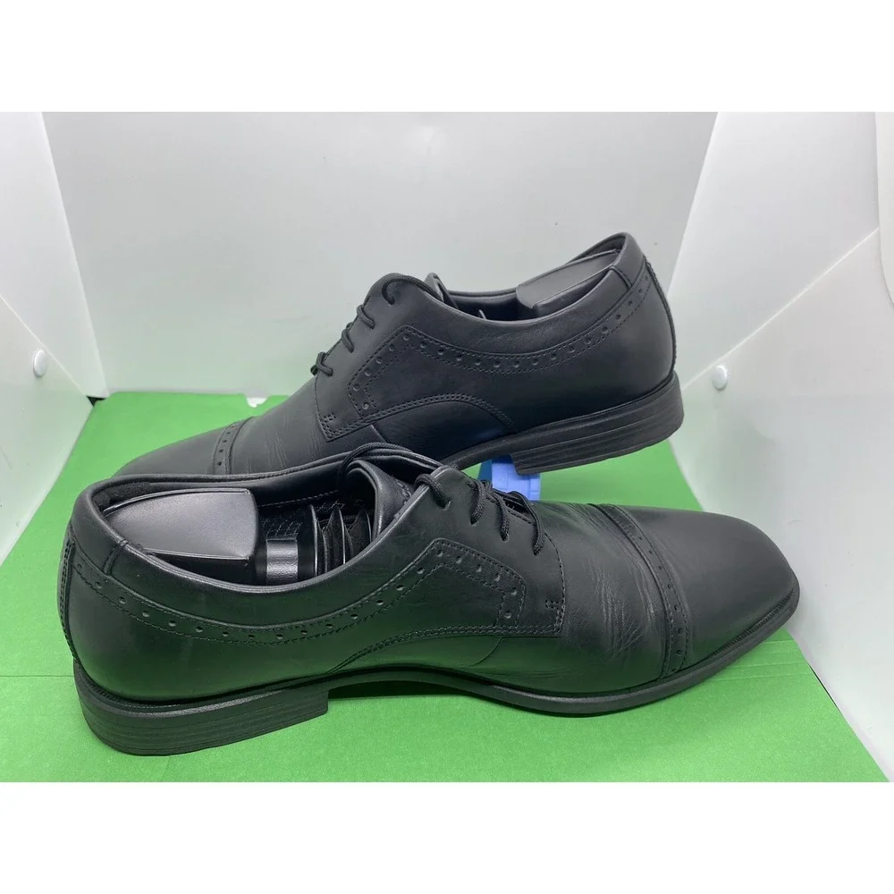 Rockport DS Business 2 Cap Toe Black Leather Dress Shoes CH5531 Mens 12 Wide